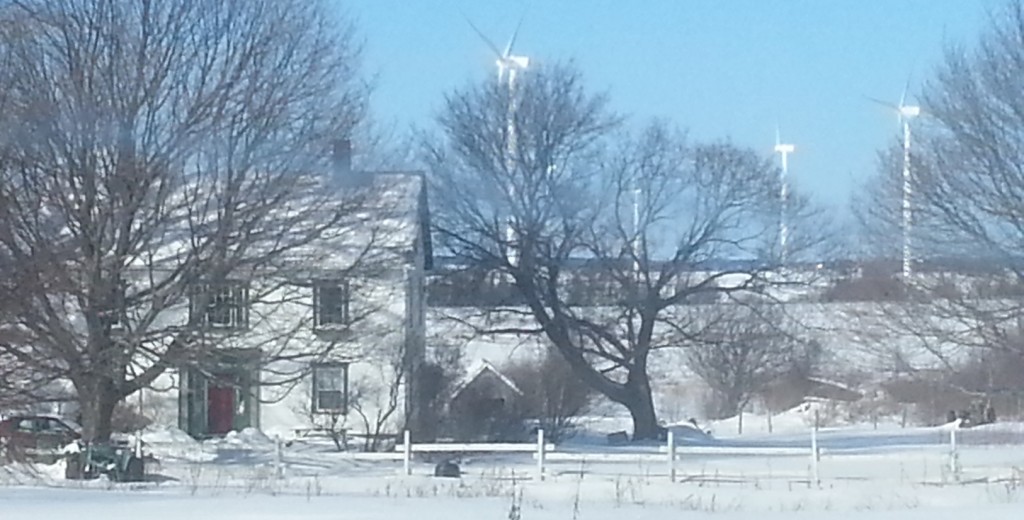 The view of the Sprott wind farm from the Amherst Ducks Unlimited office driveway. 