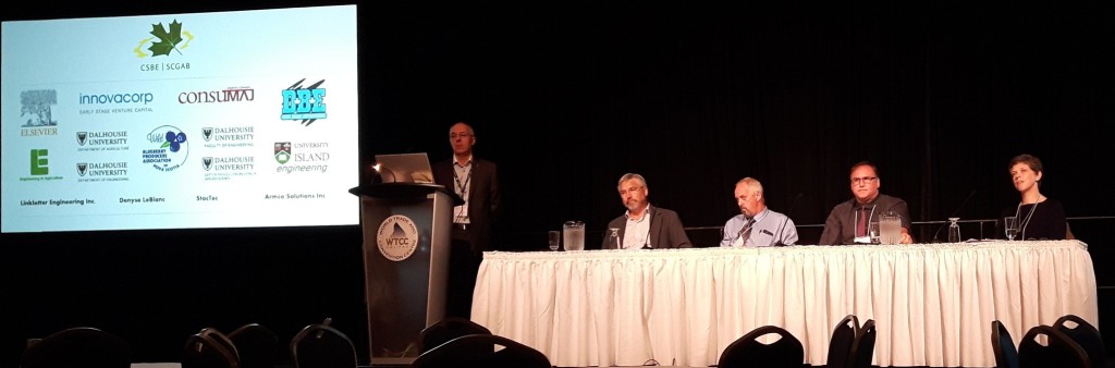 Kenny Corscadden moderates the CSBE panel with David Burton, Peter Swinkels, Charles Bourque and me. 