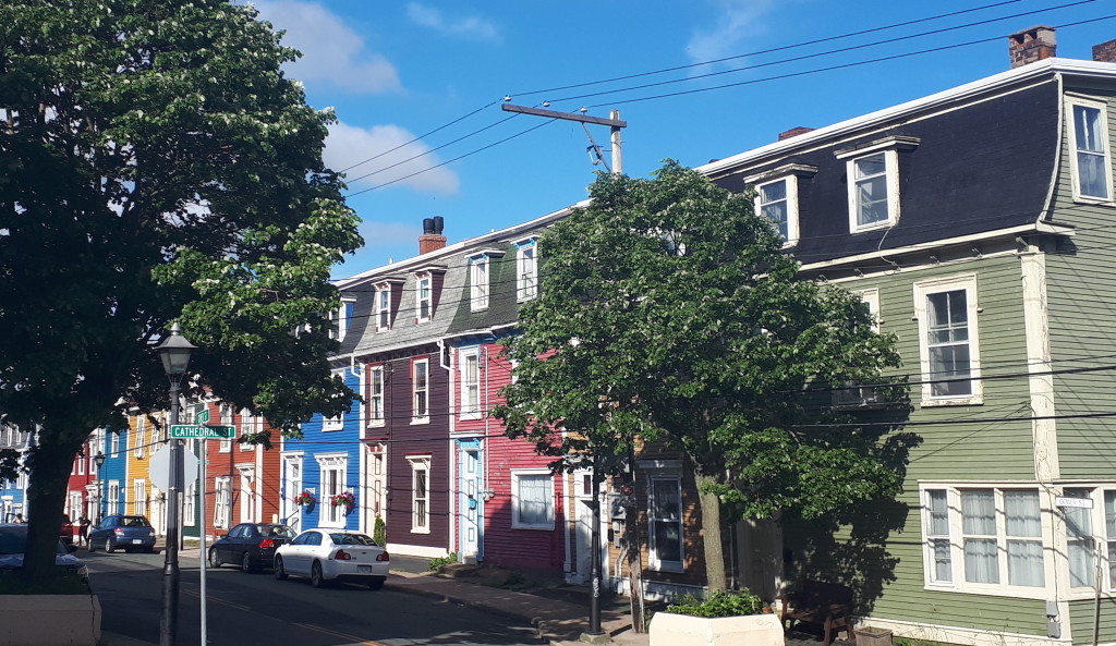 Typical St. John's streetscape with a cheering paintpot effect.