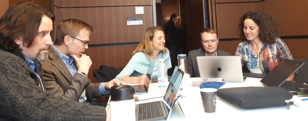 Coast-to-coast cream of the crop: Phil Loring, Brian Robinson, Anne Salomon, Evan Fraser and Elena Bennett all cramming slides for the NSERC SPG-N site visit at McGill back in Spring 2019.